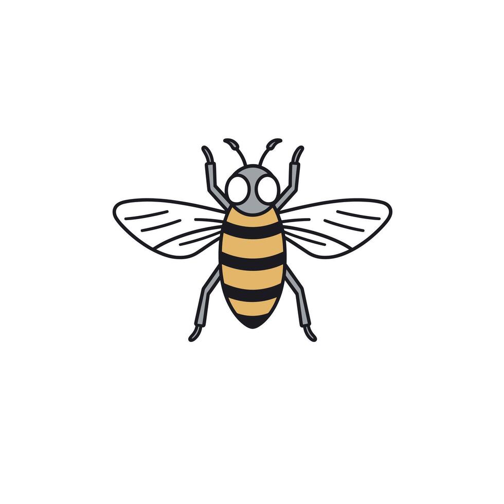 Illustration of a detailed bee showcasing its distinct black and yellow stripes vector