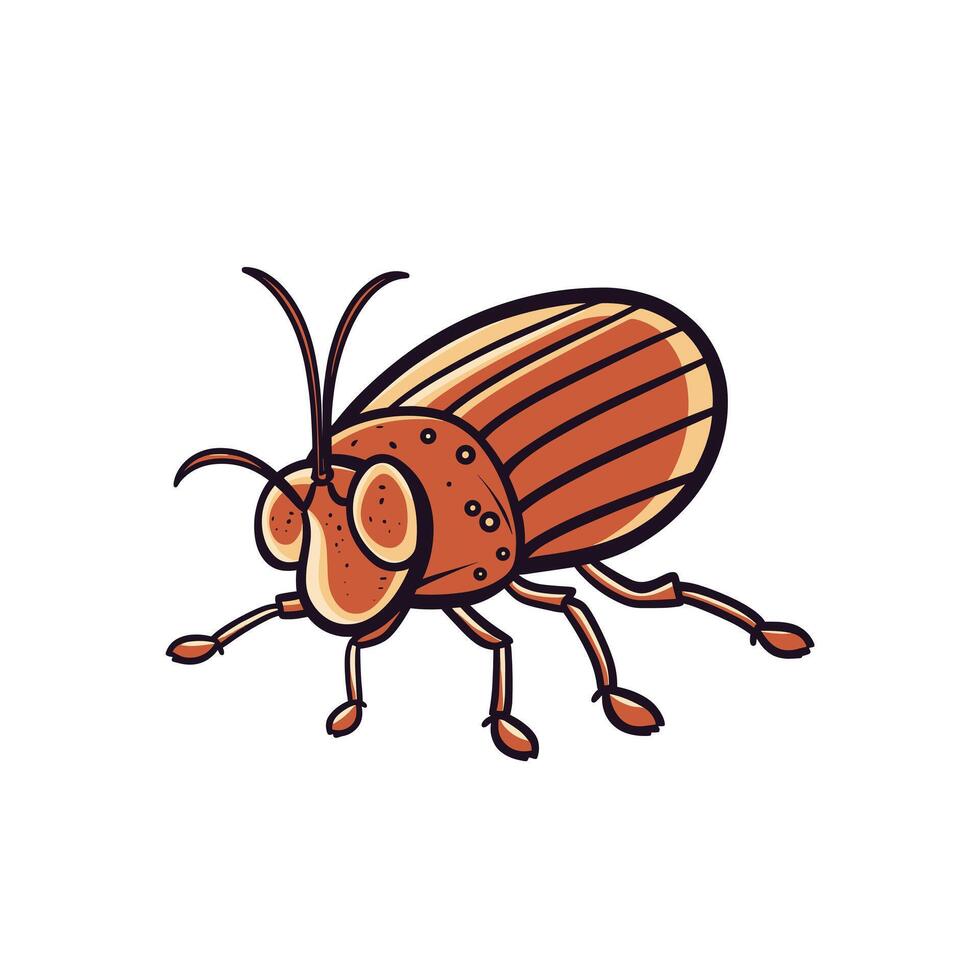 Colorful cartoon insect with distinct features and patterns on its body vector