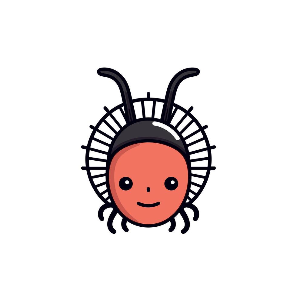 Cute cartoon character with antennae and a round red face displayed on a white background vector