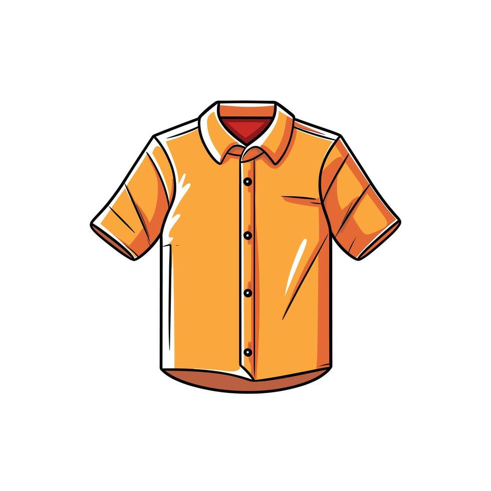 Bright orange short-sleeve shirt displayed against a light background vector