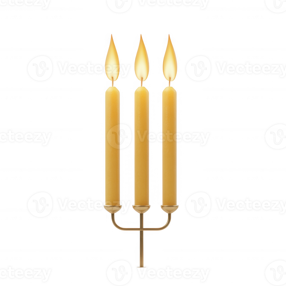 A beautiful golden candelabra with three lit candles enhancing the ambiance. png