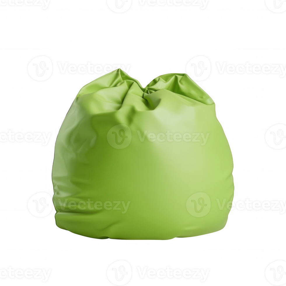 A bright green beanbag chair, perfect for relaxation and casual seating. png