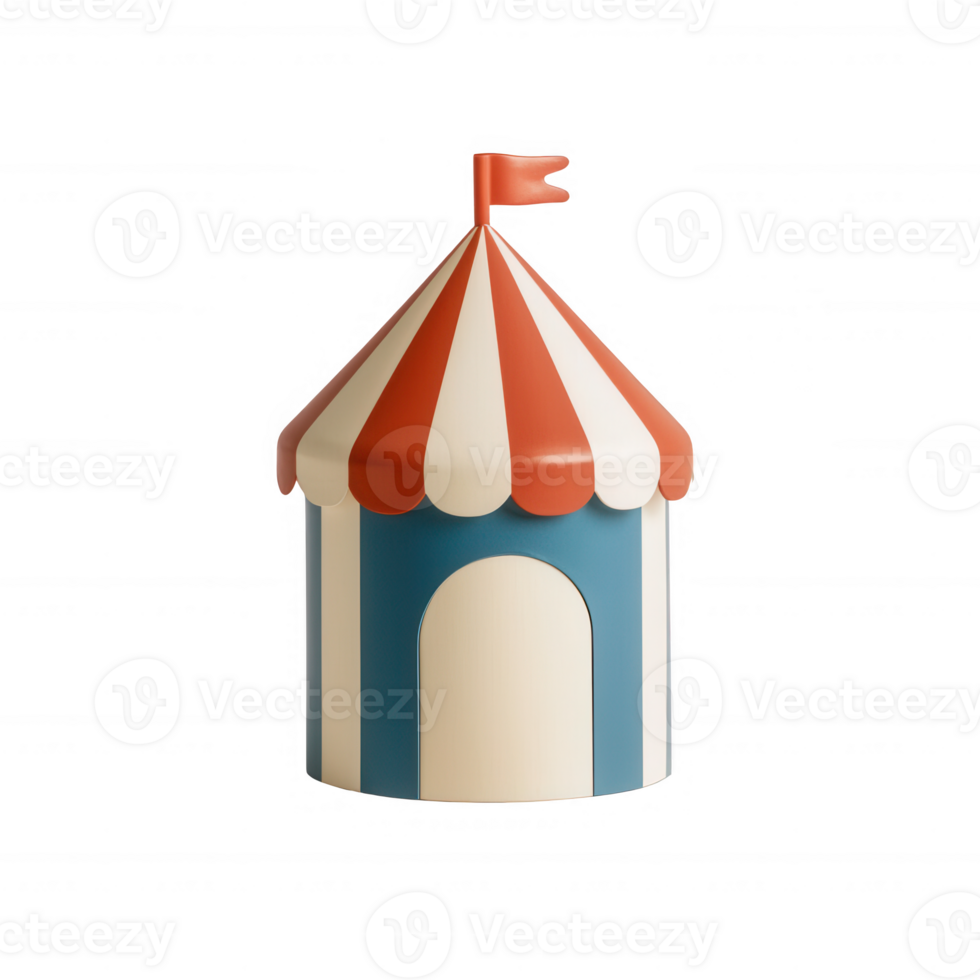 A colorful circus tent with a cheerful design and vibrant patterns. png