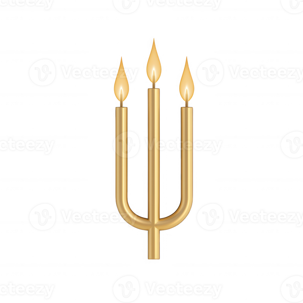 A golden candelabra with three lit candles, symbolizing light and spirituality. png