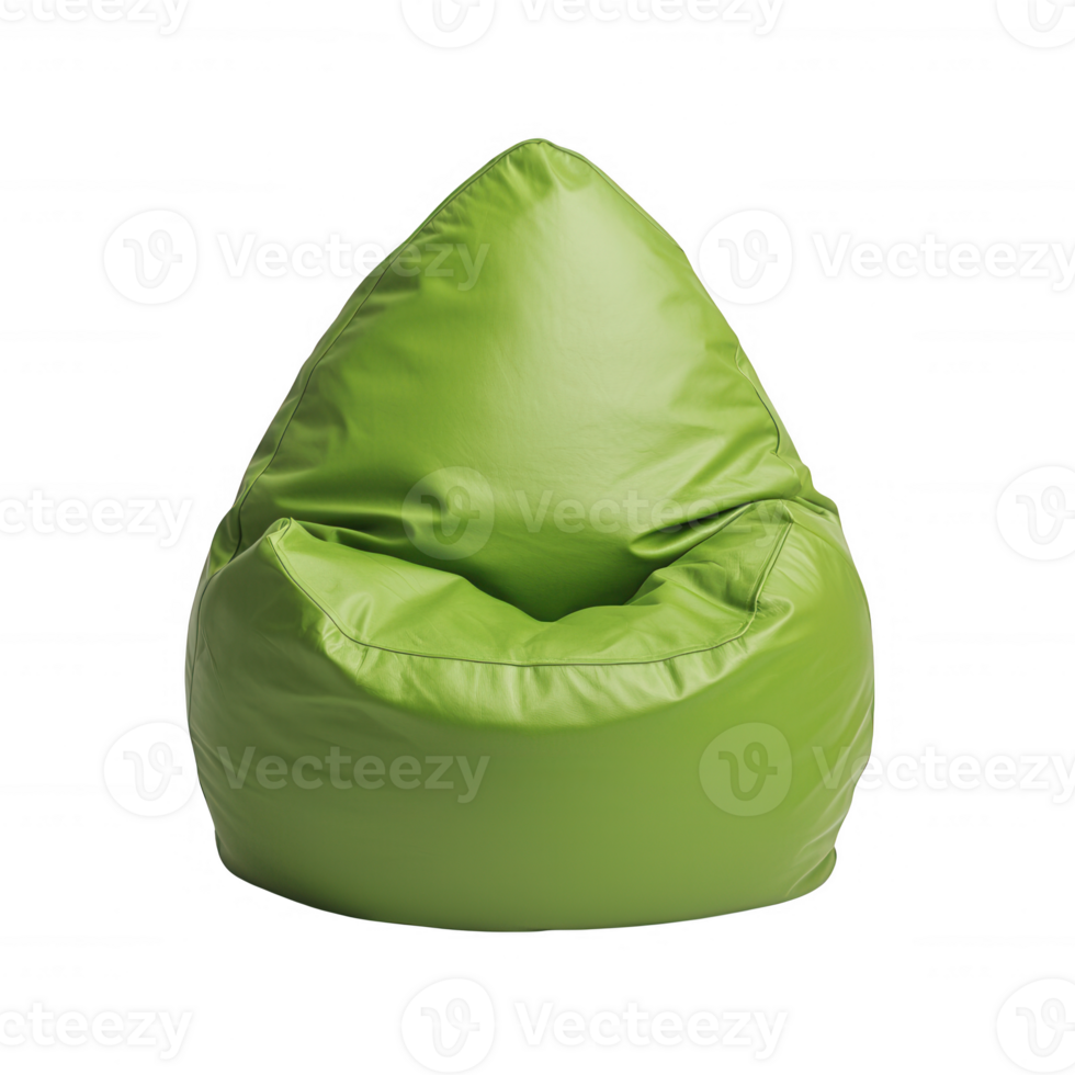A vibrant green bean bag chair, perfect for comfort and relaxation in any setting. png