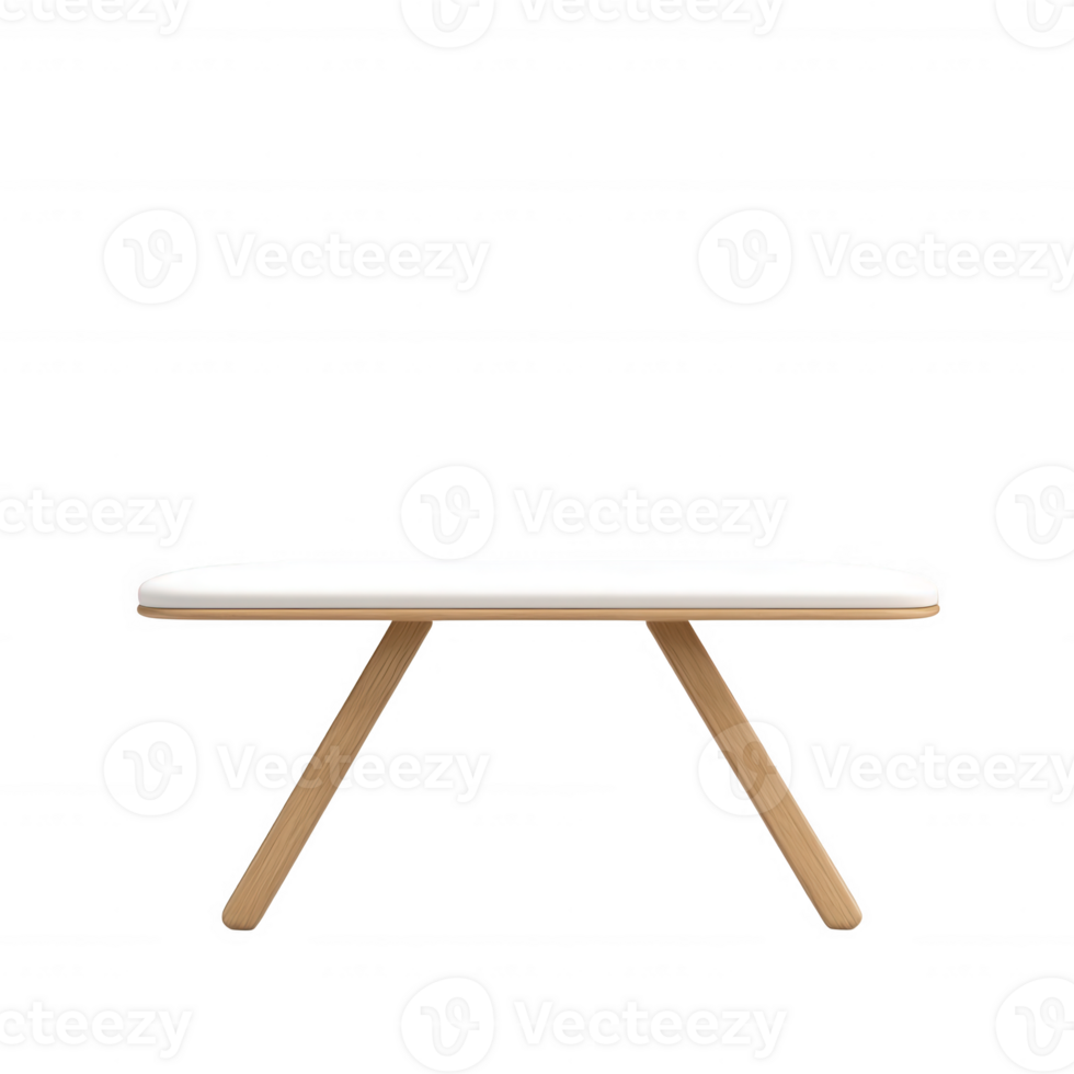 A modern wooden bench with a simple and elegant design for any space. png