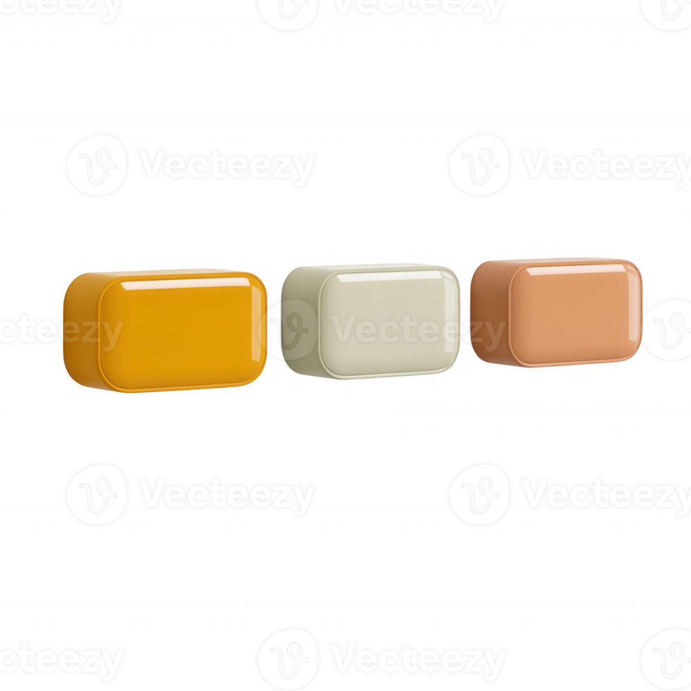 A set of vibrant, glossy soap bars in varied colors for creative projects. png