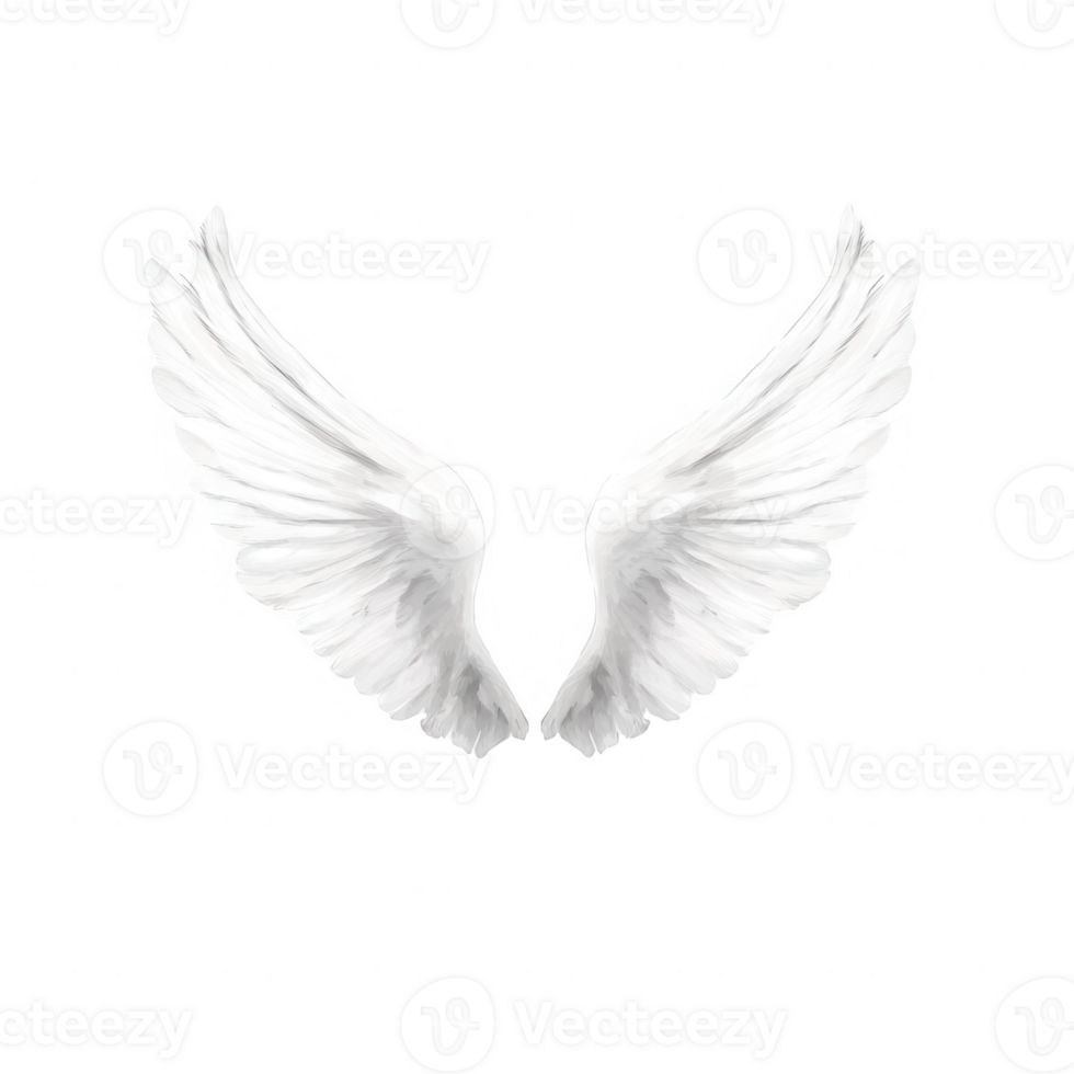 Beautiful illustration of white angel wings symbolizing peace and freedom. png