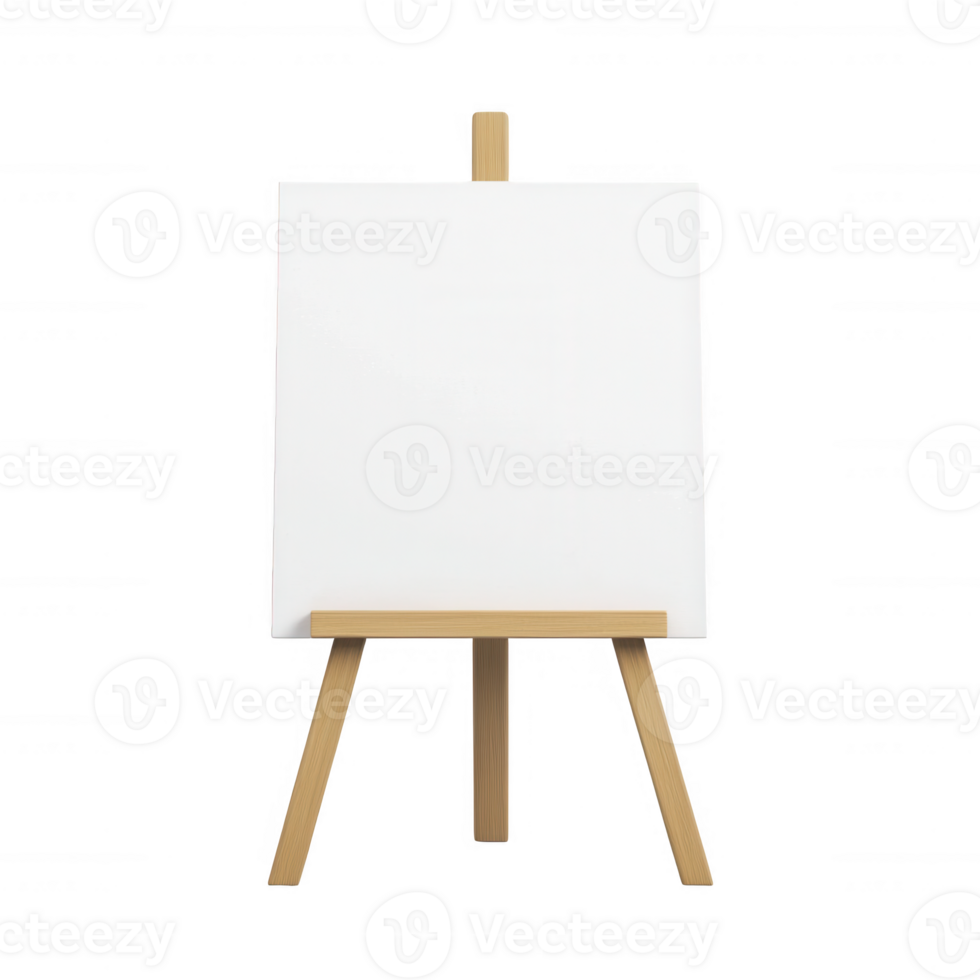 Blank canvas on an easel, perfect for artist inspiration and creative projects. png
