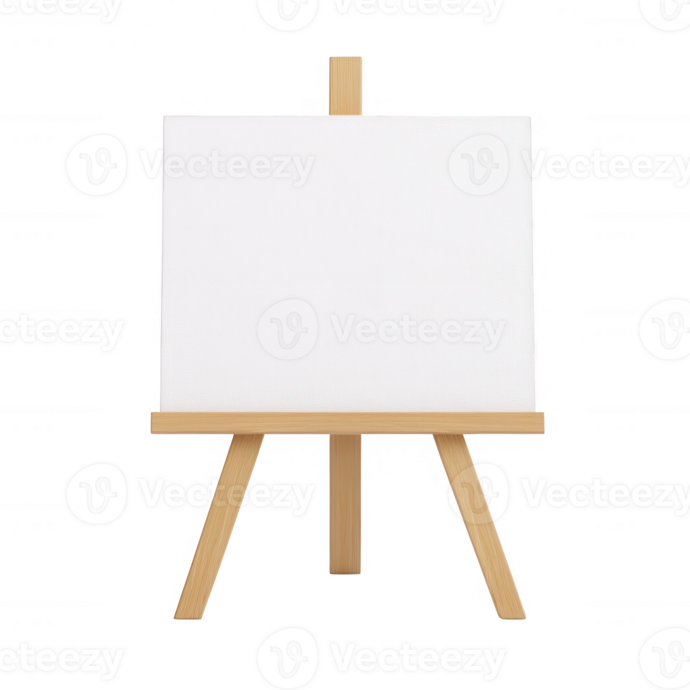 Blank canvas on easel ready for your artistic expression and creative ideas. png