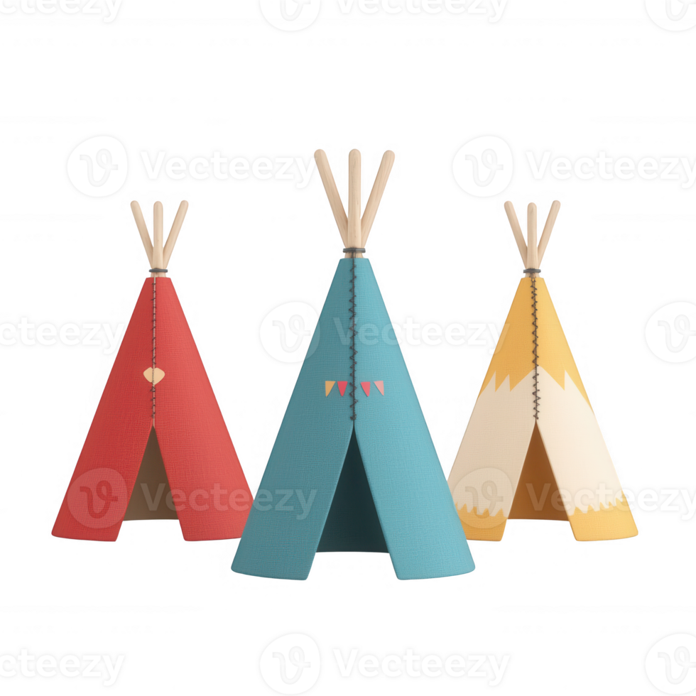 Colorful tents representing traditional Indigenous architecture. png