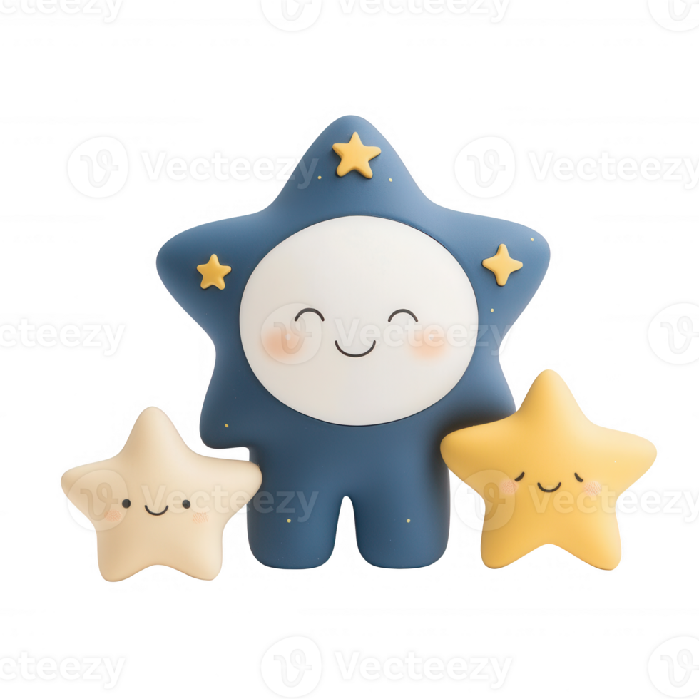 Cute star character plush toys designed for children's play and decoration. png