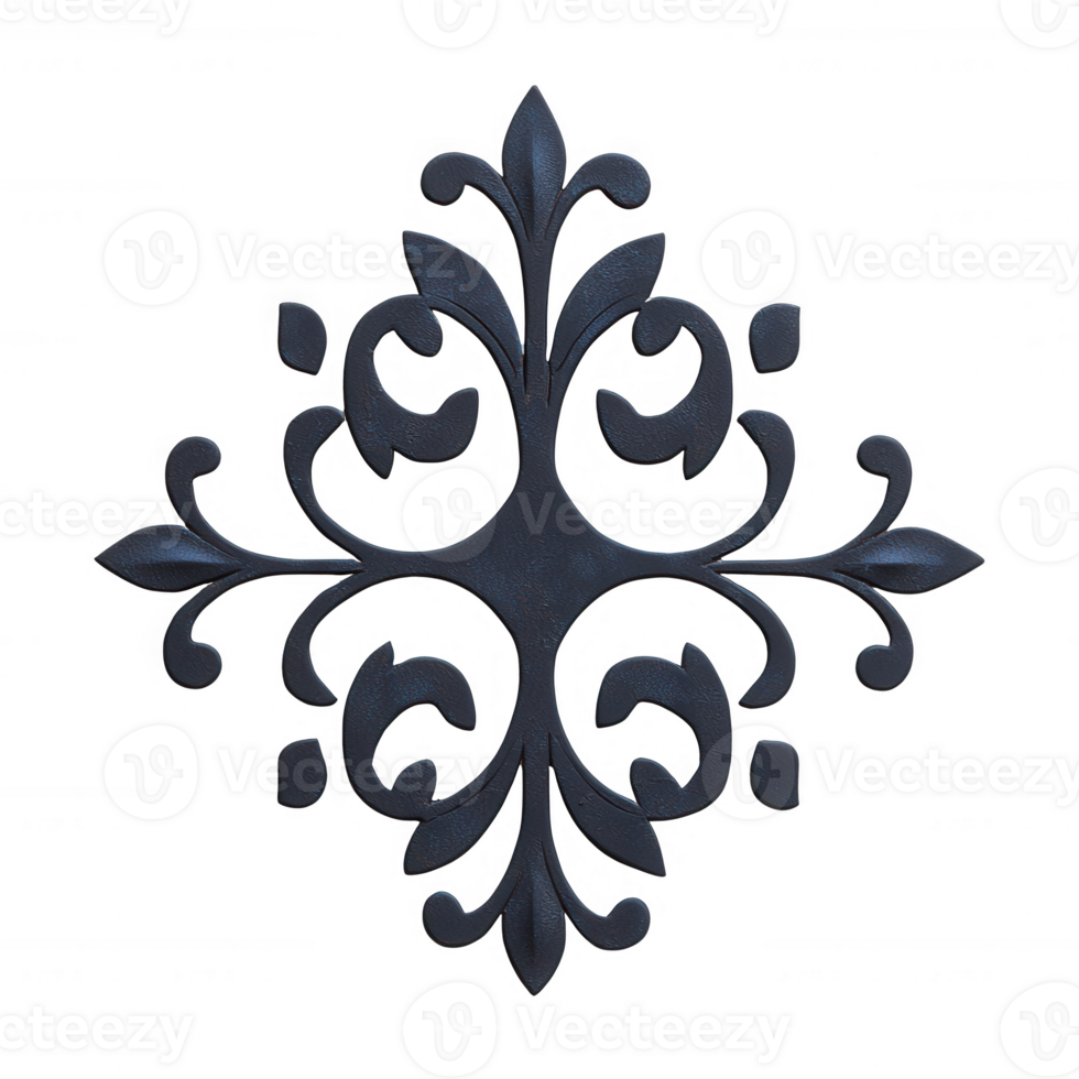 Elegant decorative element with intricate floral patterns in a symmetrical design. png