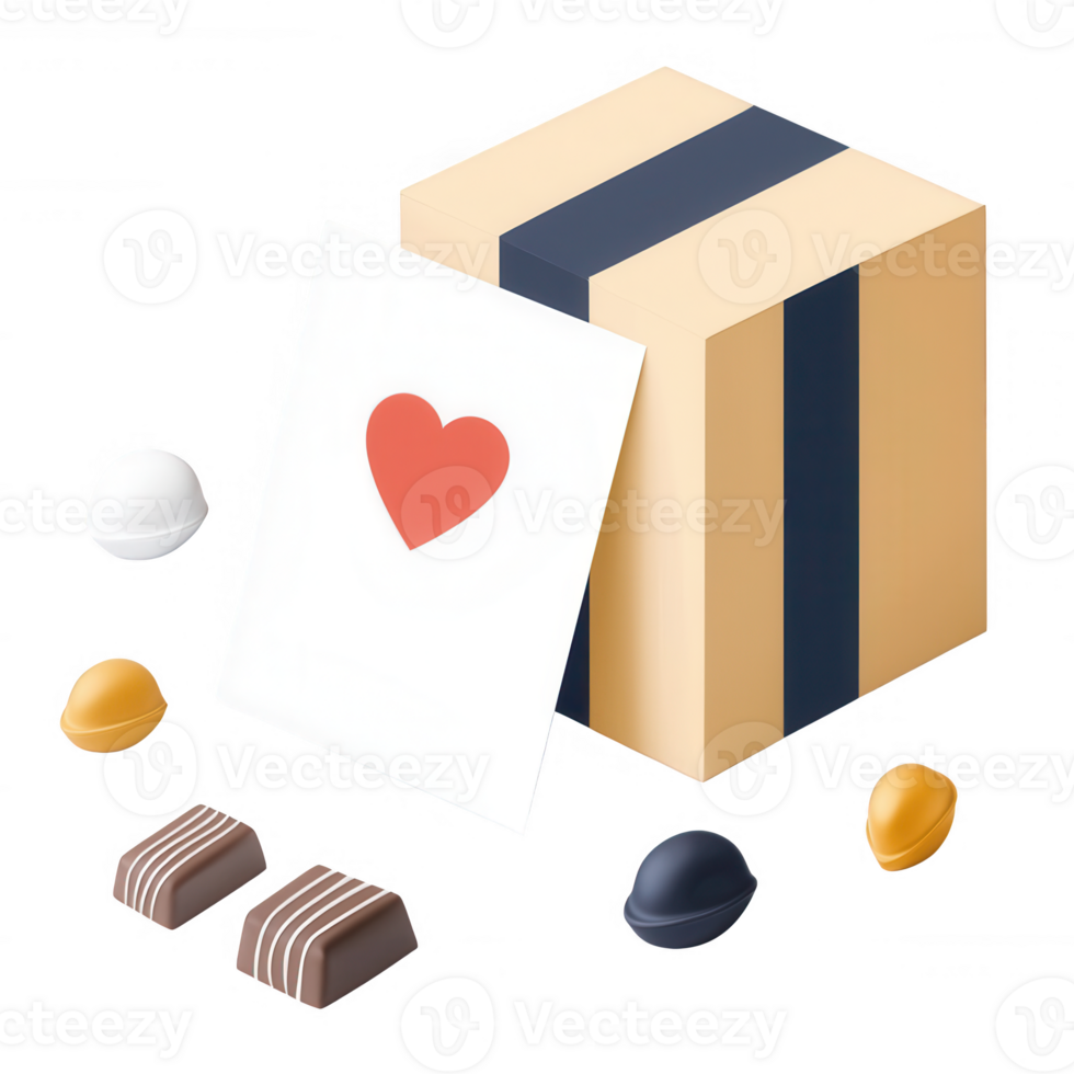 Delicious assorted chocolates in a festive gift box with a heartfelt card. png