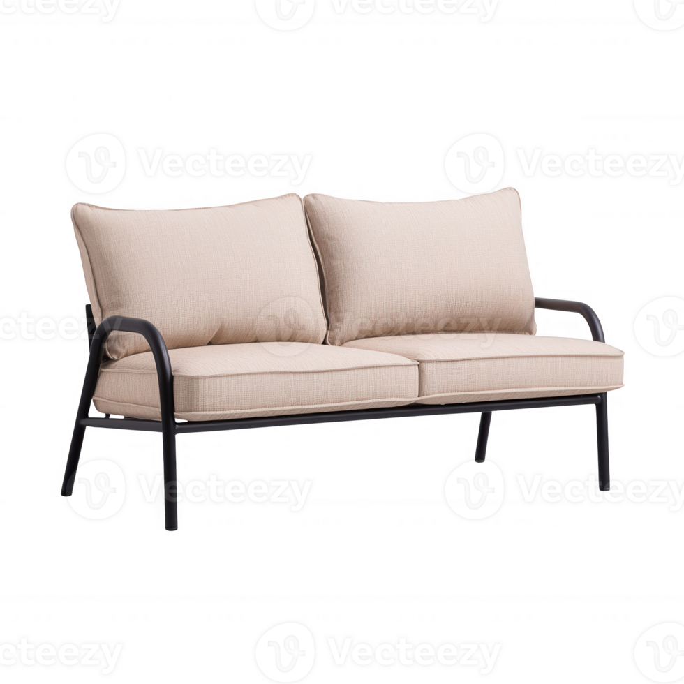 Stylish and comfortable outdoor couch perfect for relaxing in the garden or patio. png