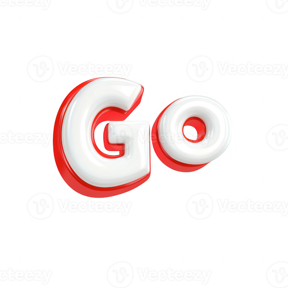 Stylish 3D text design featuring the word 'Go' in vibrant colors and modern typography. png