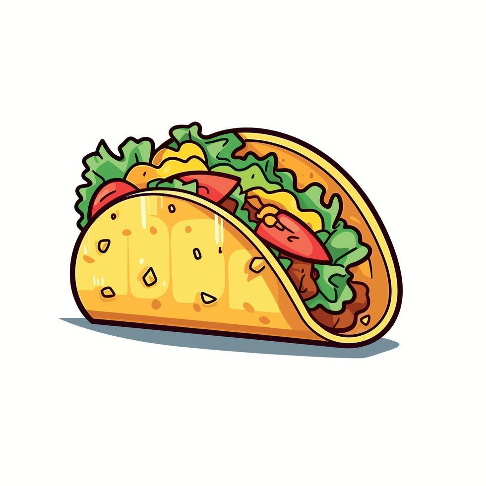 Delicious taco with fresh ingredients on a clean background vector