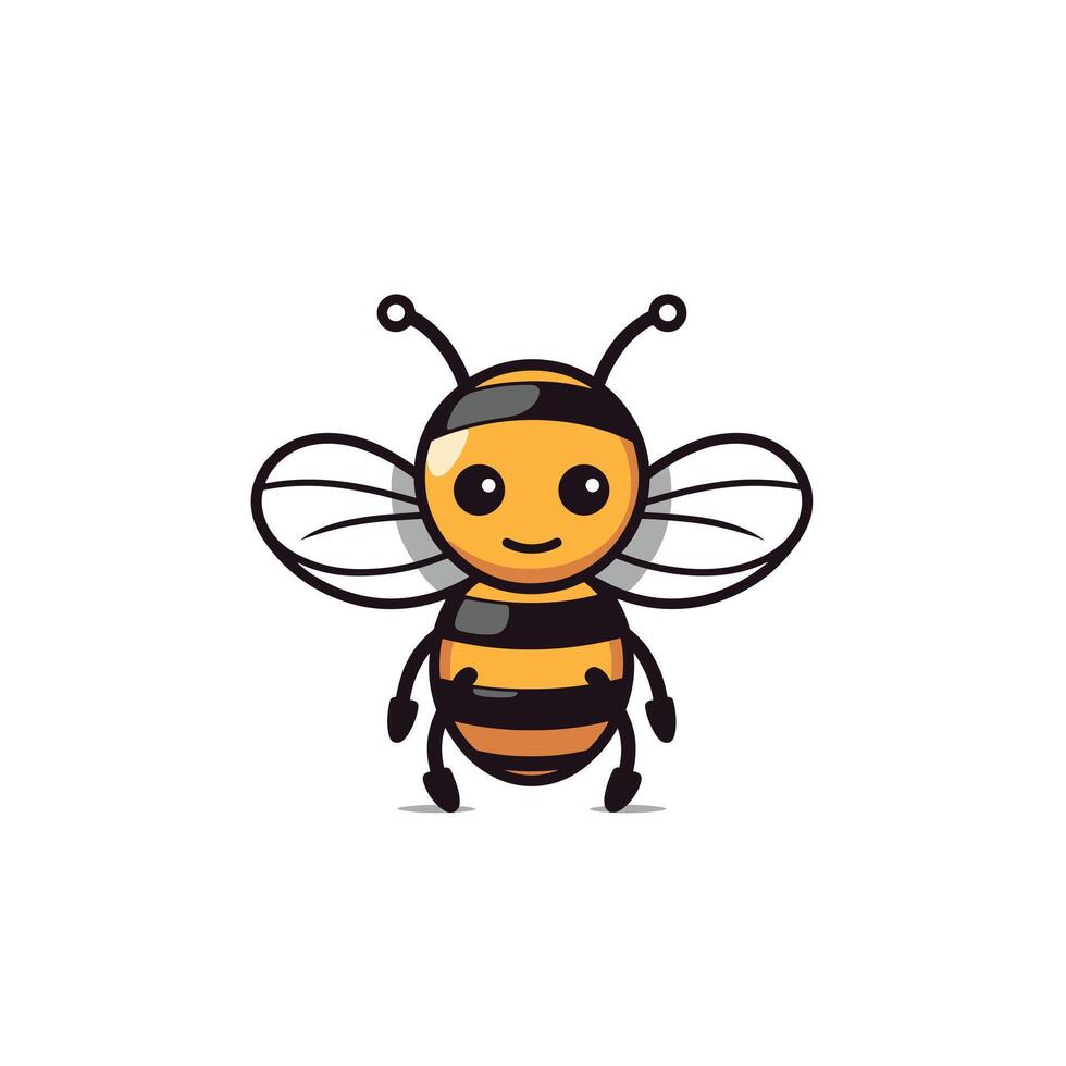 Cute cartoon bee character with a friendly smile in a simple design vector