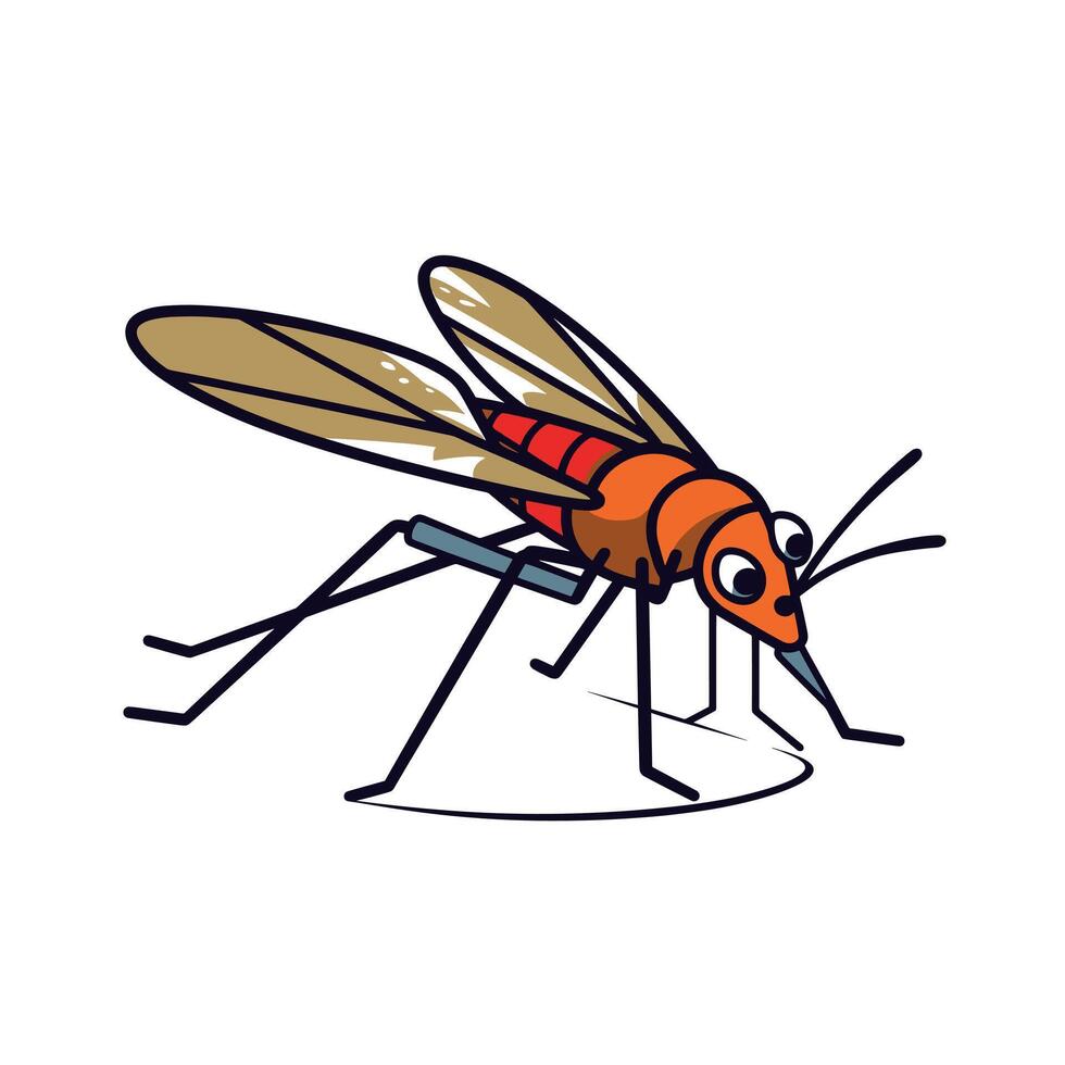 Brightly colored cartoon mosquito with large wings and expressive eyes vector