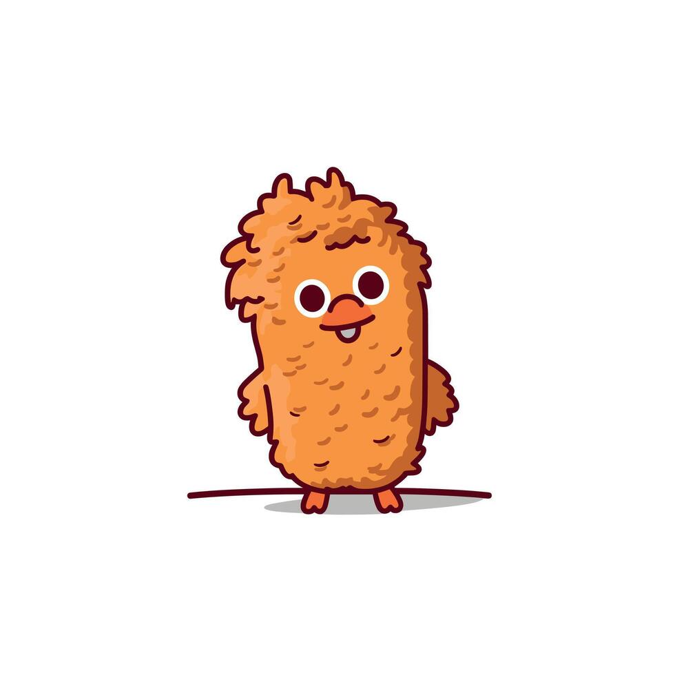 Charming fluffy creature with a playful expression standing on a white background showcasing art design vector