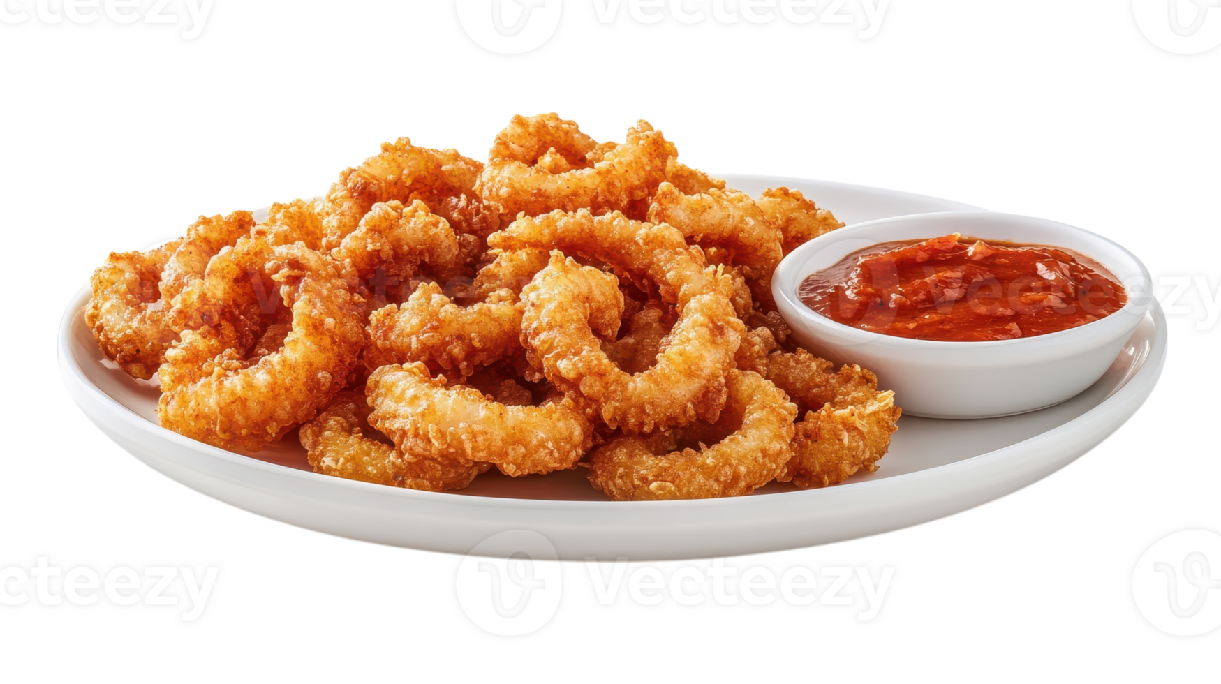 Delicious Plate of Crispy Calamari Perfectly Served with Marinara Sauce for An Appetizing Dining Experience. png