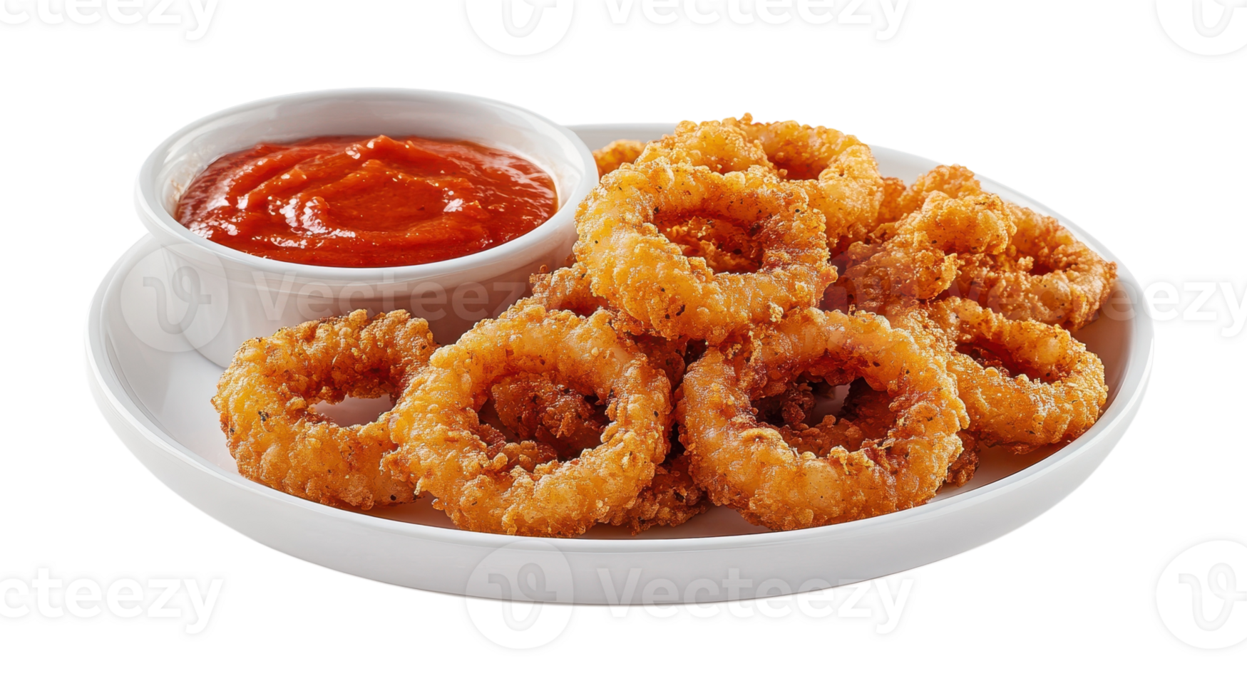 Delicious Plate of Crispy Calamari Served with Rich Marinara Sauce Perfect for Appetizers and Seafood Lovers. png