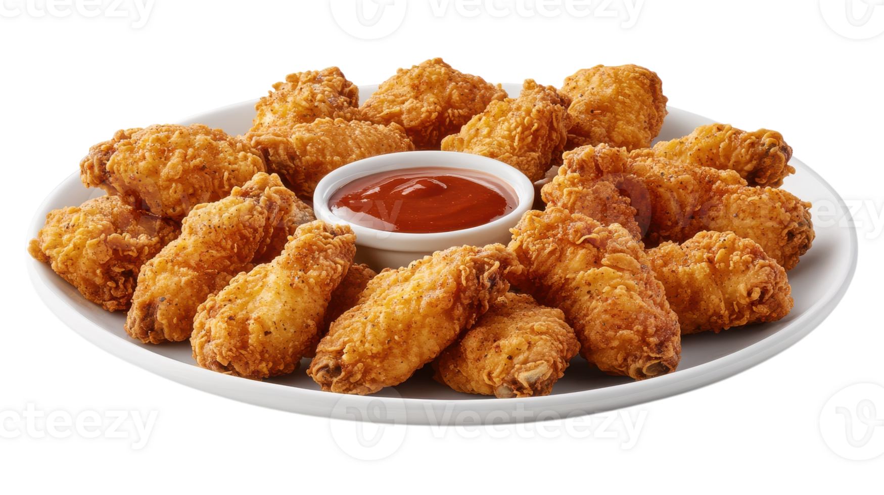 Delicious Plate of Crispy Chicken Wings Perfect for Sharing at Parties or Game Nights with a Variety of Dipping Sauces. png