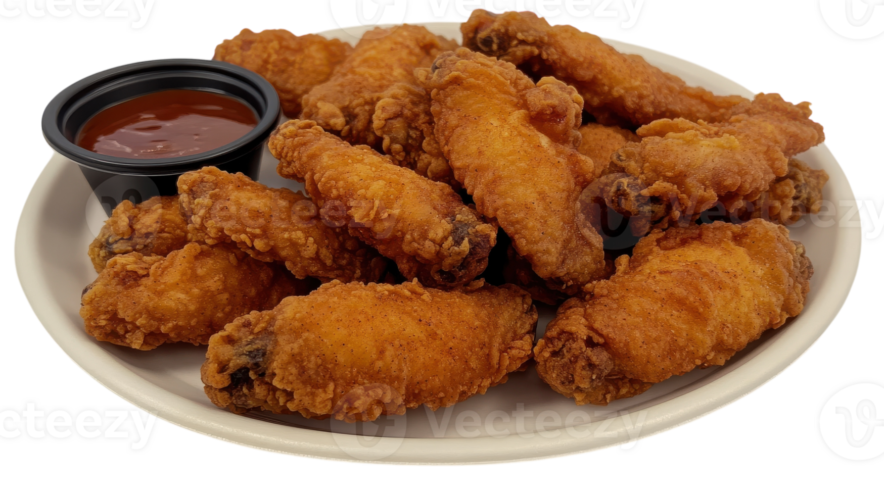 Delicious Plate of Crispy Chicken Wings Perfect for Parties, Gatherings, or Game Day Snacking along with a Variety of Dipping Sauces to Enhance Flavor. png