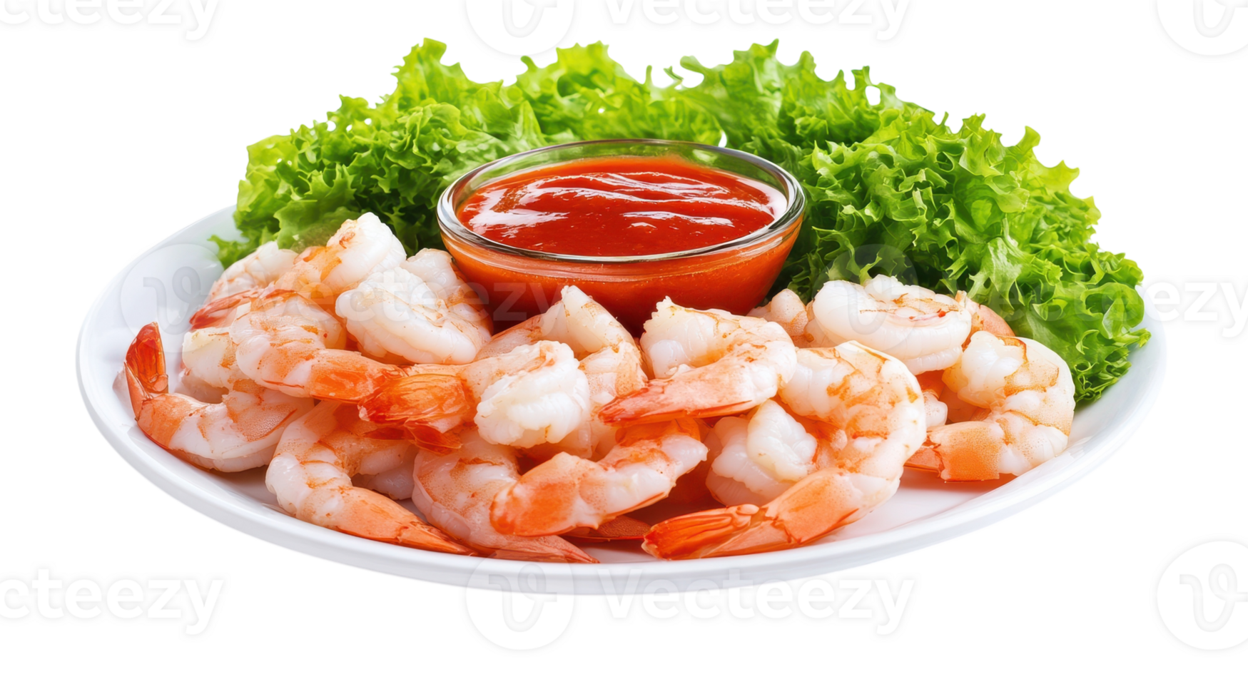 Deliciously Presented Plate of Shrimp Cocktail with Zesty Sauce Perfect for Upscale Dining and Seafood Lovers. png