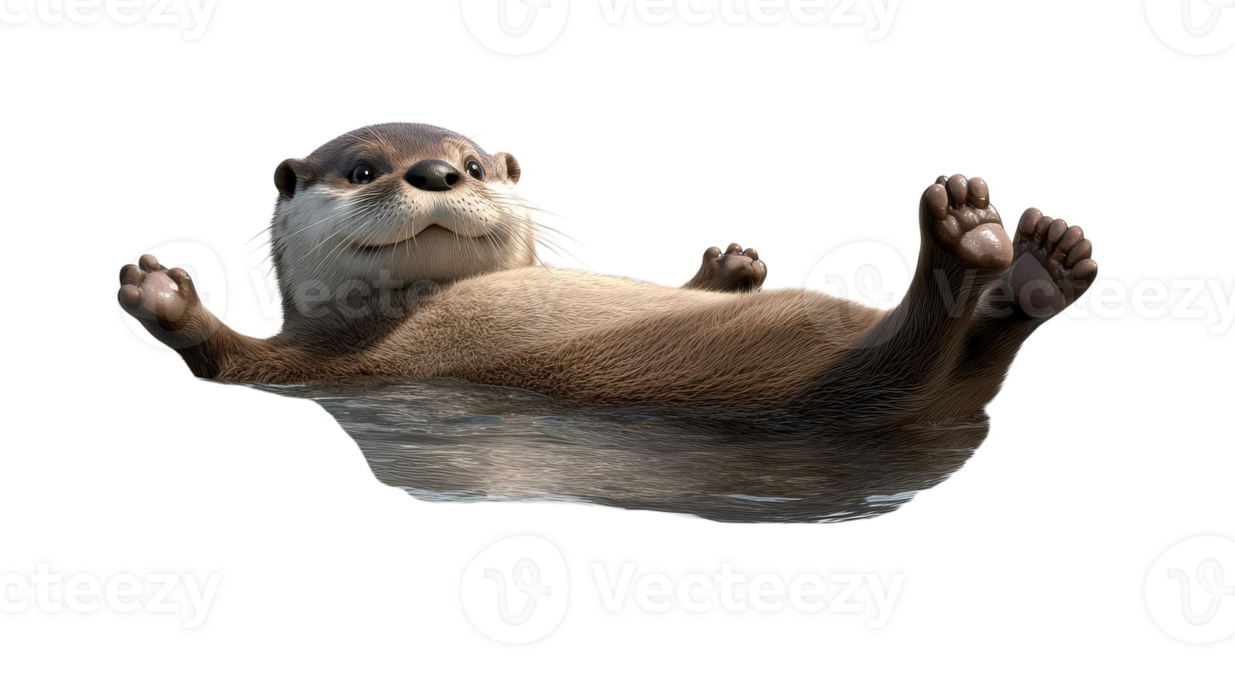 Enjoy the Relaxing Image of a Playful Otter Floating on Its Back, Perfect for Nature-Themed Projects and Presentations. png