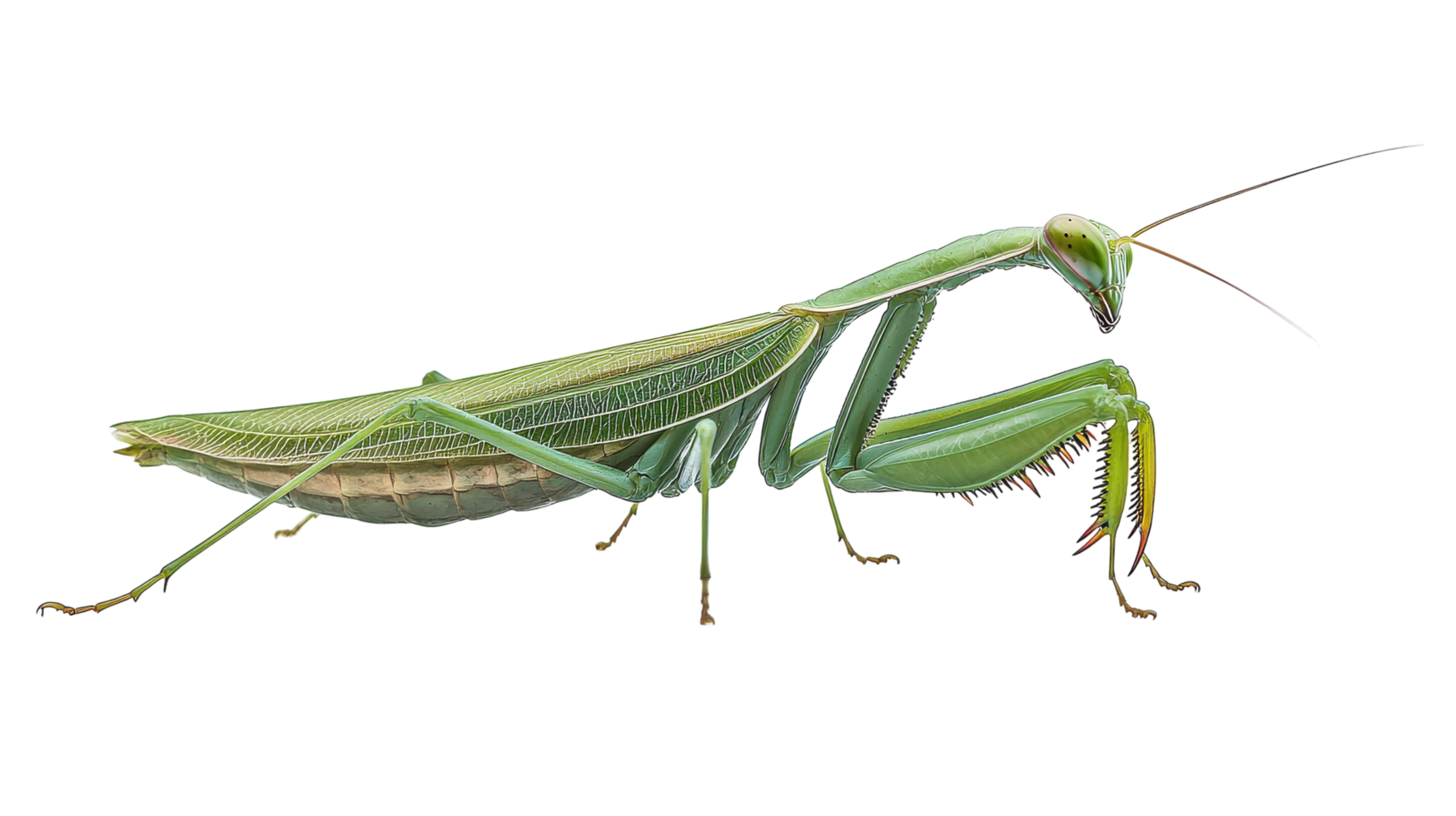 A Praying Mantis in a Calm Pose Isolated Against a Simple Background for Nature-Themed Designs and Educational Purposes. png