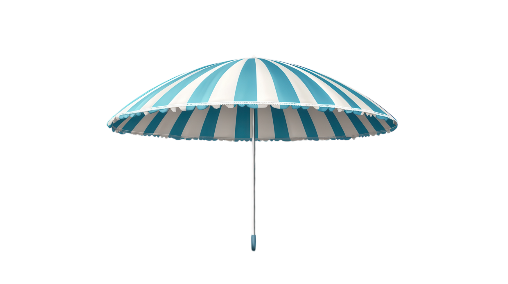 Realistic Beach Umbrella with Stripes Suitable for Summer Vacation Photos and Travel-Related Content. png
