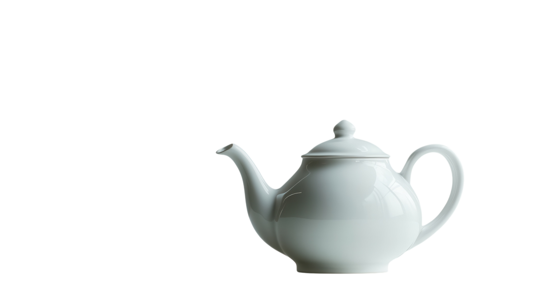Elegant Classic White Porcelain Teapot with Curved Design Perfect for Tea Lovers and Home Decor Enthusiasts to Enhance Their Tea Time Experience. png