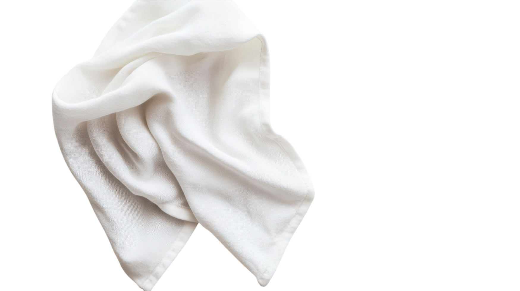 A Clean White Dish Towel Folded Neatly on a Countertop for Kitchen Use and Decor. png