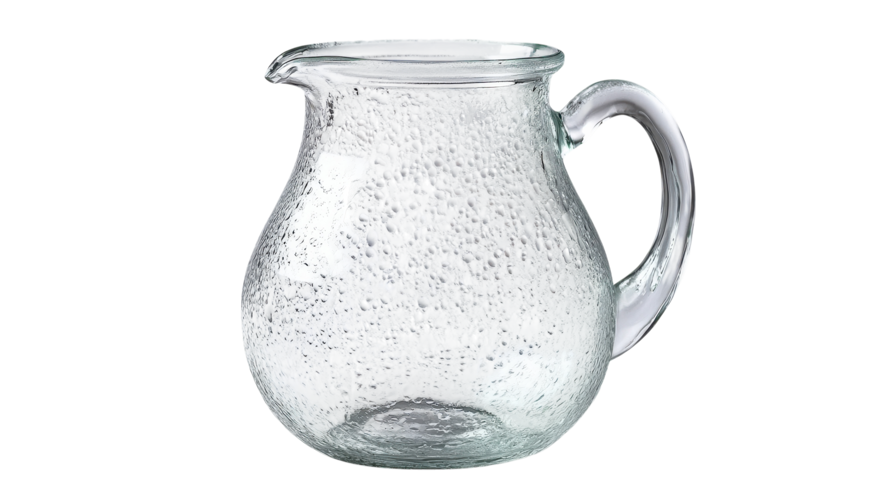 A Clear Glass Pitcher with Visible Condensation Ideal for Refreshing Beverage Presentations and Summer Gatherings. png