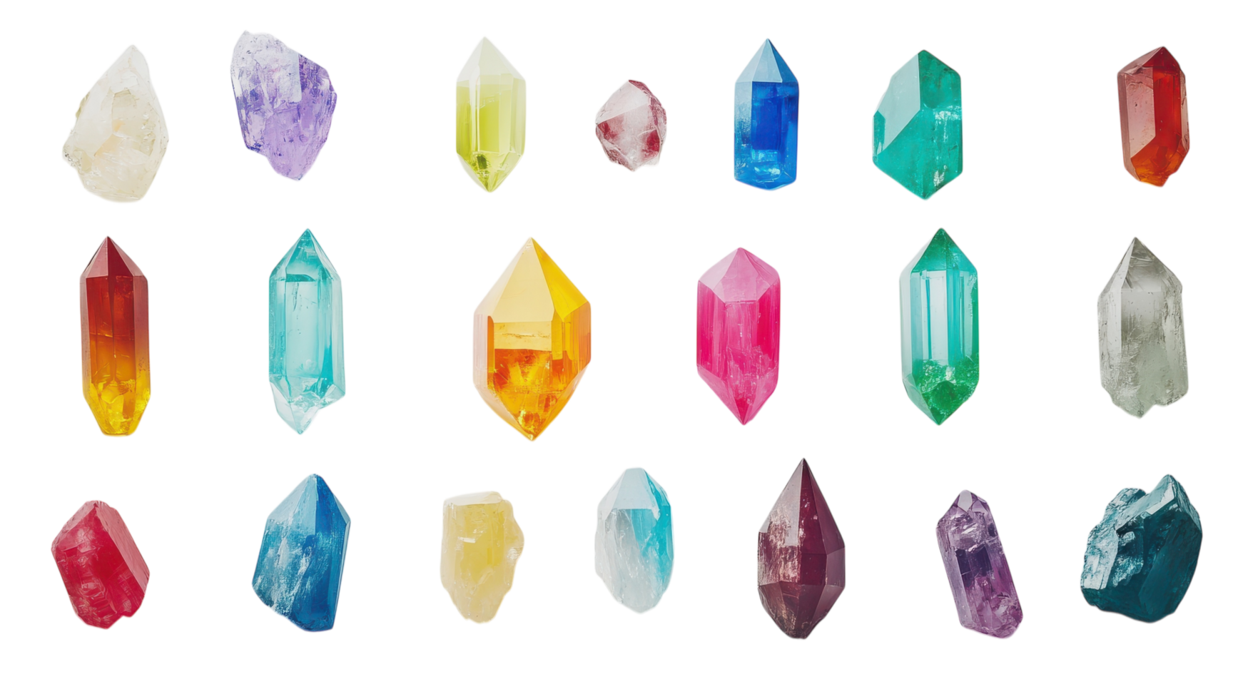 A Stunning Collection of Small Colorful Crystals Perfect for Decoration, Crafts, and Spiritual Healing Purposes. png