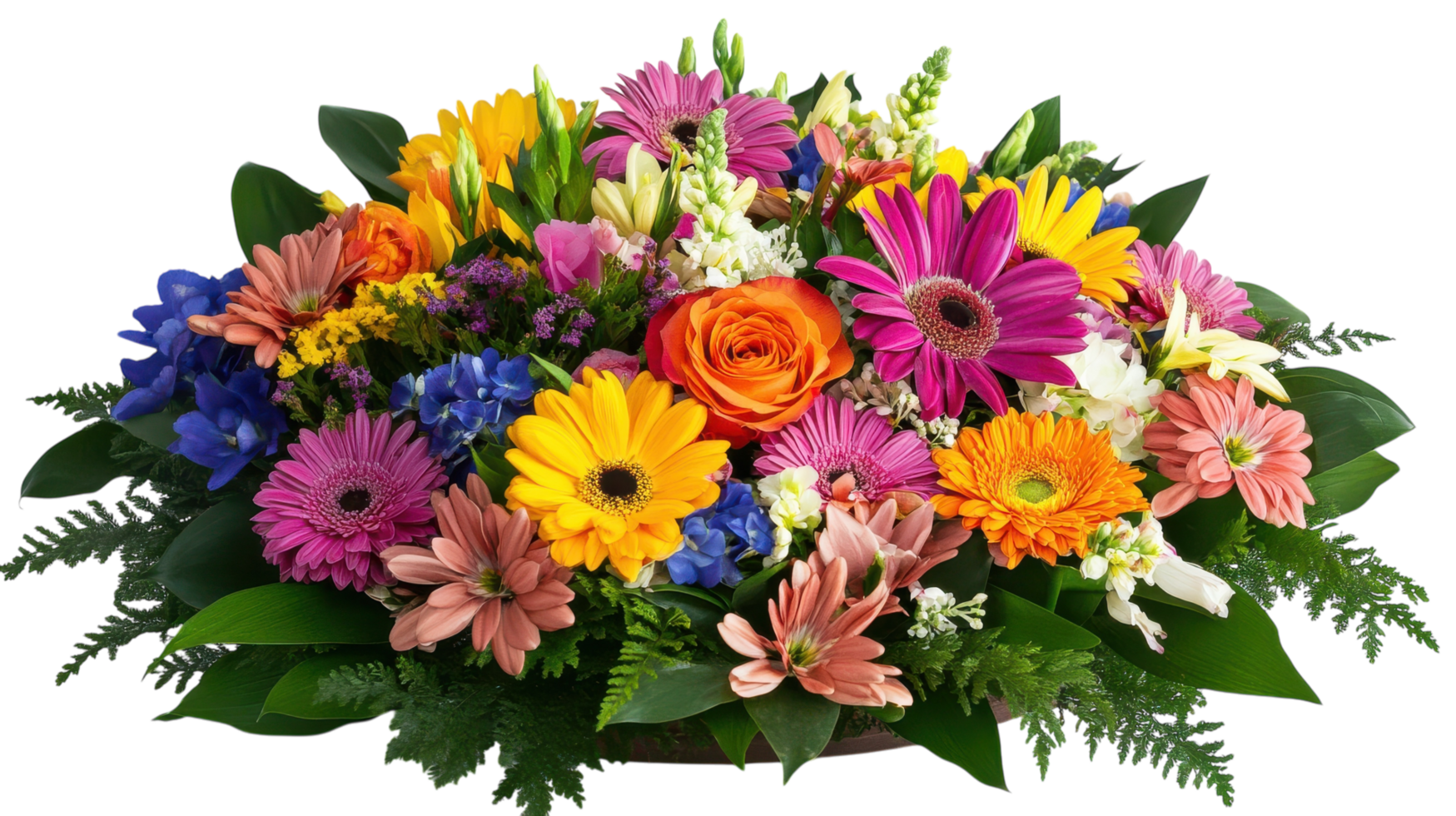 A Vibrant and Colorful Bouquet of Flowers Perfectly Arranged for Home Decor, Weddings, or Special Occasions. png