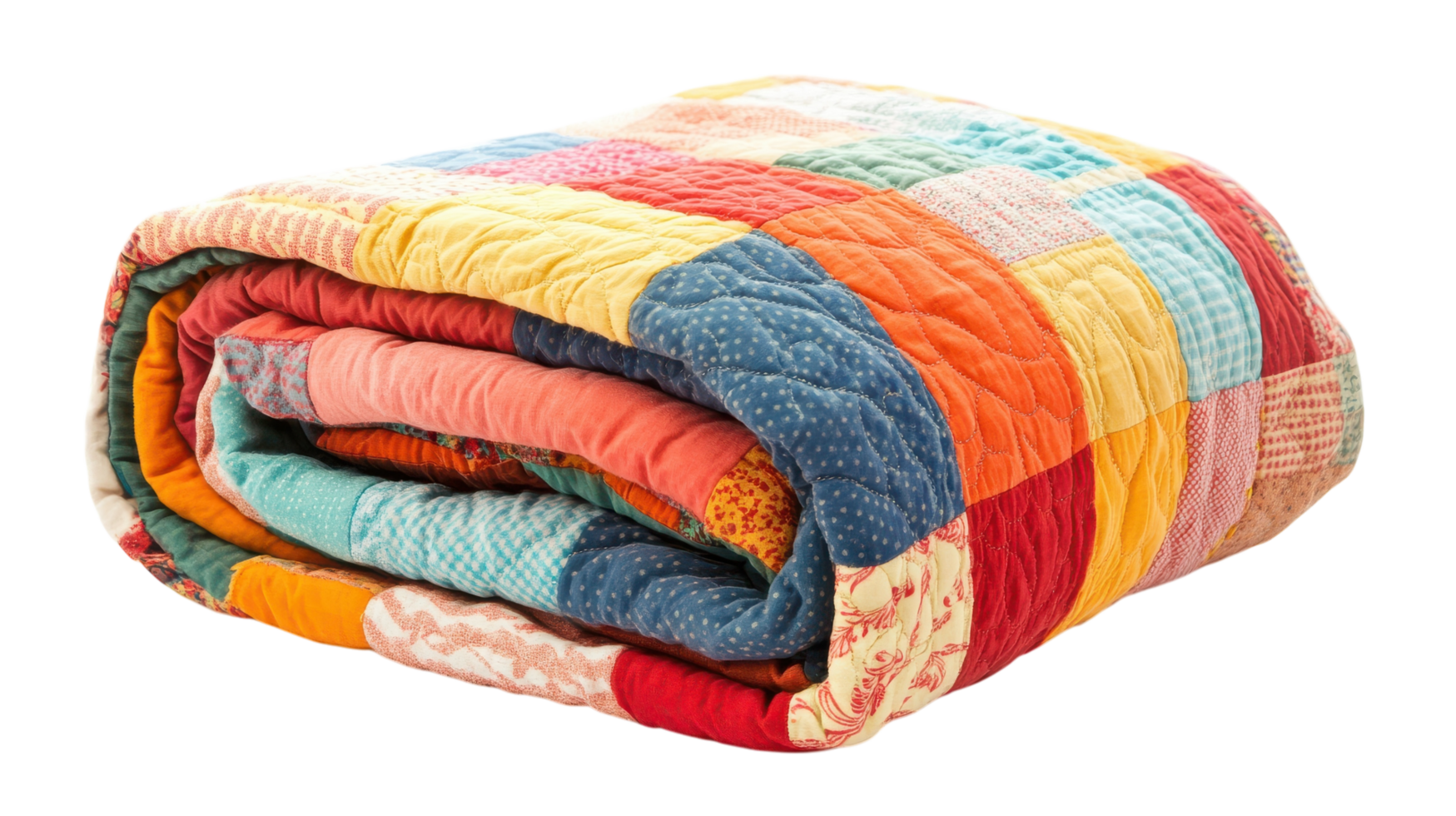 A colorful quilt with a colorful patchwork design png
