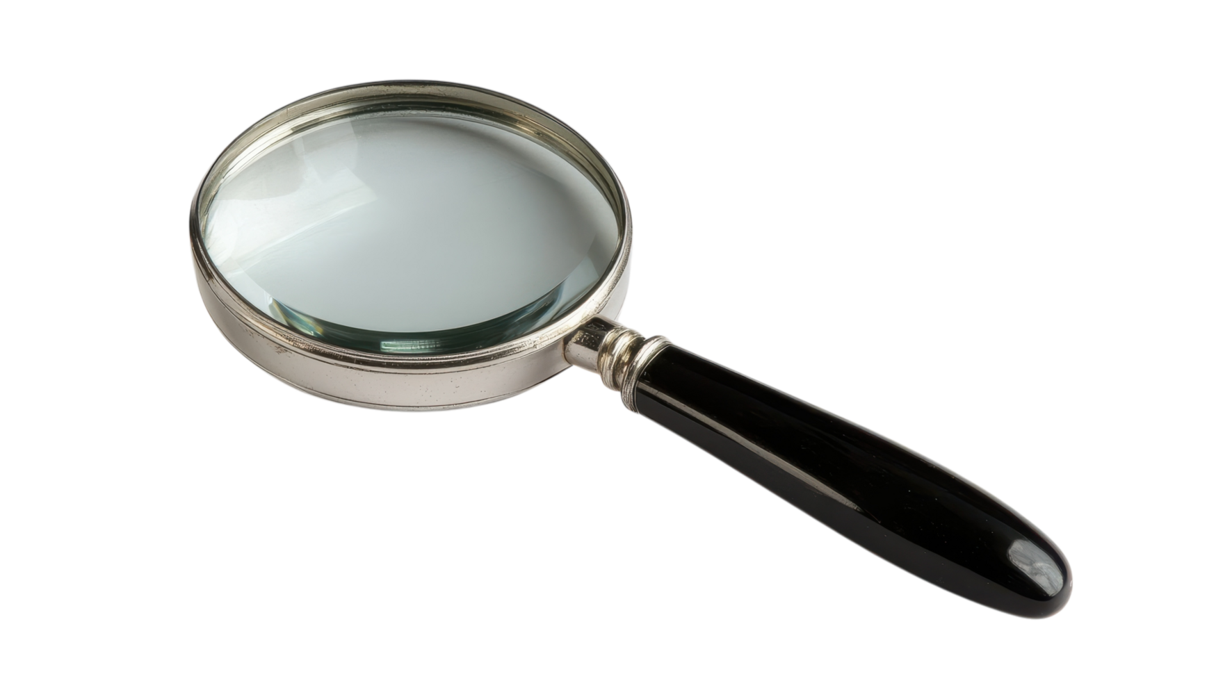 Compact Magnifying Glass with a Black Handle for Enhanced Reading and Detailed Observation of Small Text or Objects. png