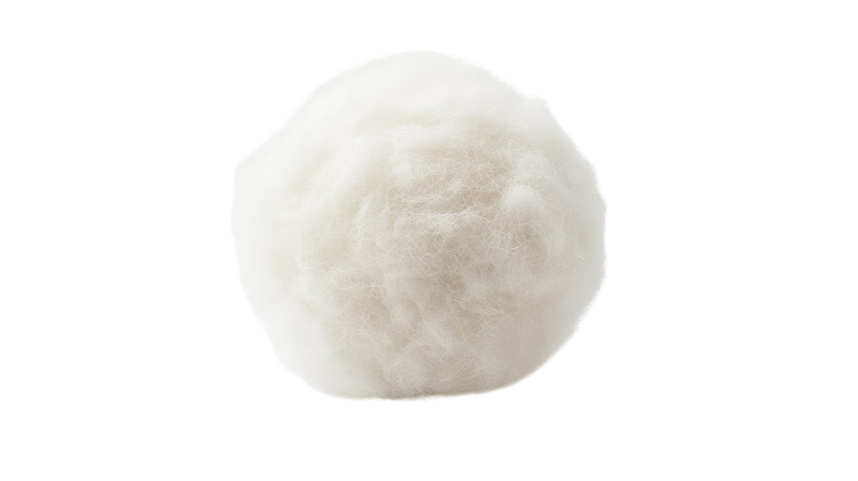 Close-up of a Cotton Ball with Soft Fibers on a White Background, Perfect for Textile and Cosmetic Illustrations. png