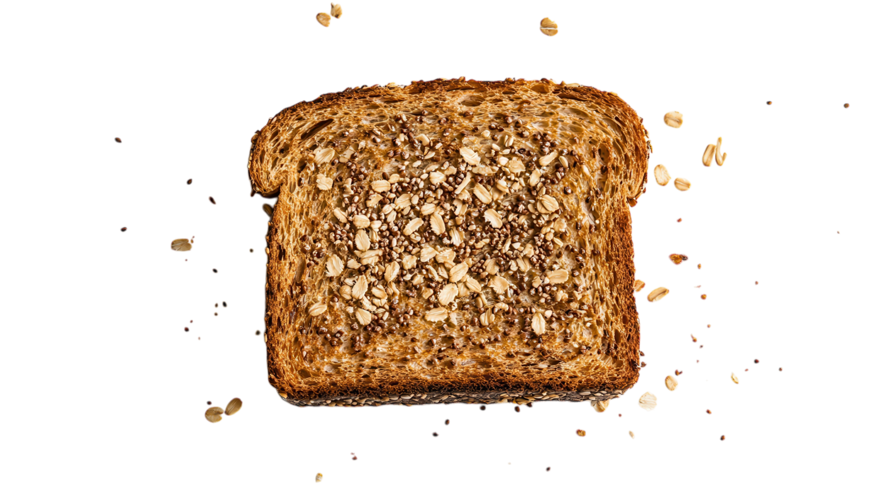 Delicious Crunchy Toast with Visible Grains Perfect for Breakfast or Snack Time, Ideal for Healthy Eating and Gourmet Cooking Enthusiasts. png
