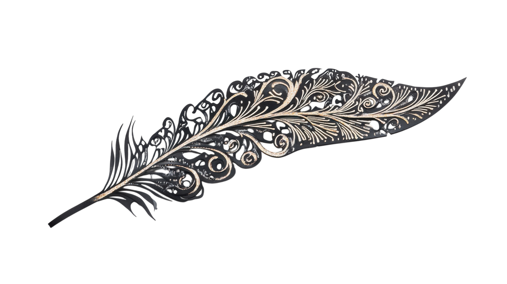 An Exquisite Decorative Feather with an Intricate Pattern Ideal for Artistic Projects, Craft Designs, and Nature-Inspired Decor. png