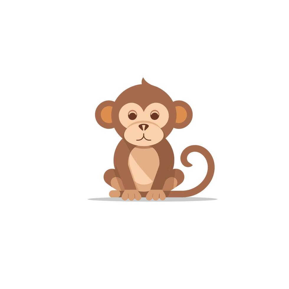 Cute cartoon monkey character sitting quietly in a minimalist design style vector