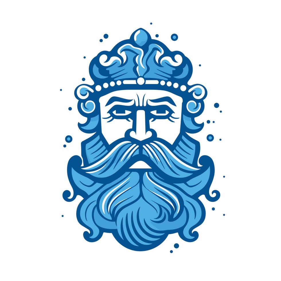 Intricate blue king illustration with a majestic crown vector