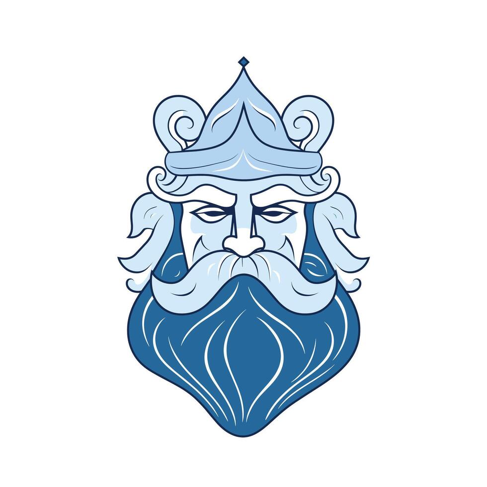 Mysterious blue king with a flowing beard and crown vector