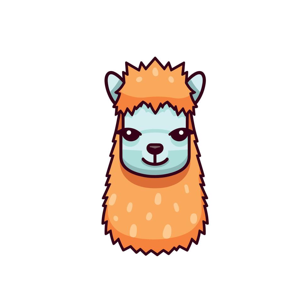 Cute cartoon llama with colorful fur and friendly expression vector