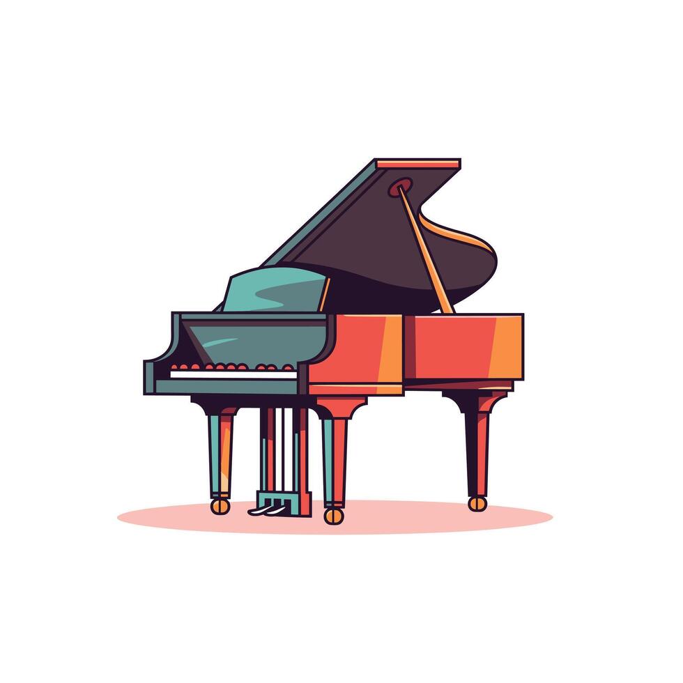 Colorful grand piano displayed in a modern design setting vector