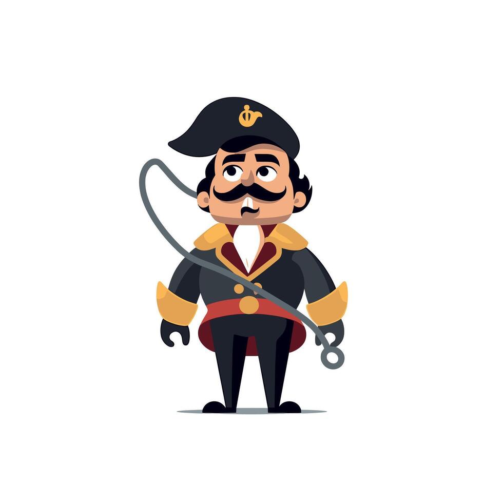 Cartoon pirate character standing confidently with a hook vector