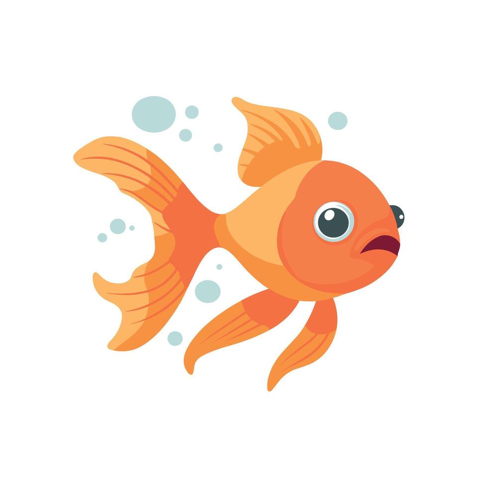 Colorful goldfish swimming in a bubble-filled underwater environment with a playful design vector