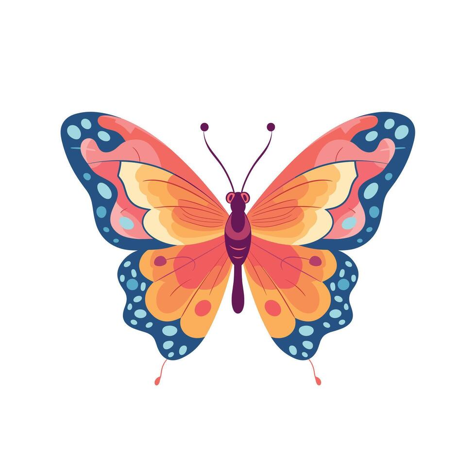 Vibrant design of a butterfly showcasing colorful wings and detailed patterns vector